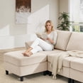 thumbnail image 7 of AUNEKIV Modular Sectional Sofa with Movable Ottoman, L-Shape 3-seat Storage Couch for Living Room, Beige, 7 of 7