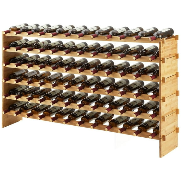Aoile 72 Bottles Freestanding Wine Racks, 6 Tier Wine Holder Stand for Kitchen, Living Room, Natural