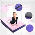 thumbnail image 5 of Gymnastics Wedge Mats 60" X 30" X 14" Folding for Home Use | Incline Mat Cheese Wedge With Zip Fastener, Waterproof Vinyl Cover, EPE Foam for Exercise, Tumbling, Yoga, Pilates, Pink & Dark Blue, 5 of 7