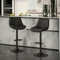 thumbnail image 3 of EOP Upholstered Bar Stools Set of 2, Adjustable Swivel Counter Height Bar Chairs with Backrest, Modern PU Leather Counter Stools for Bar, Kitchen, Dining Room, Black, 3 of 11