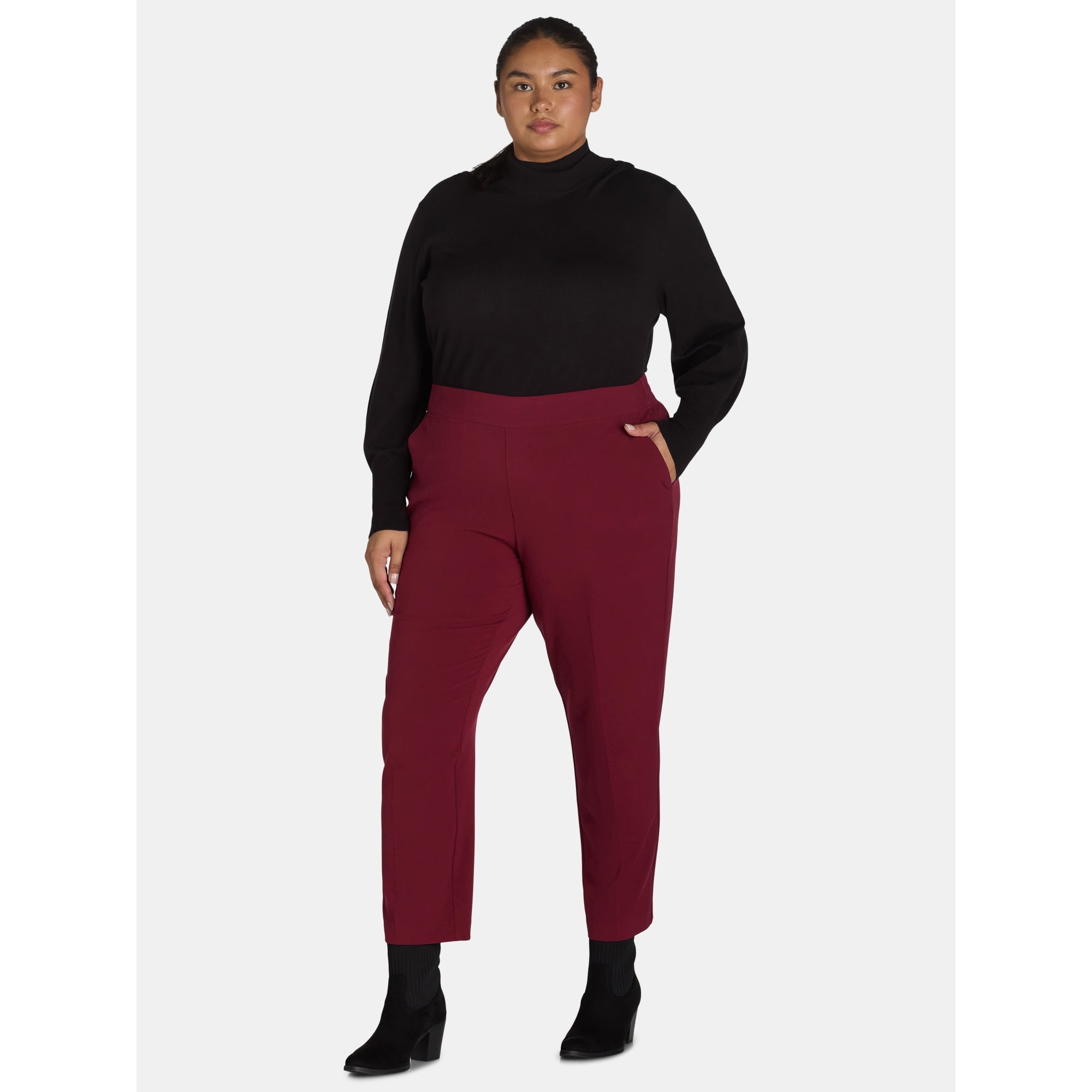 Just My Size by Hanes Women's Plus Tummy Control Dress Pants, Sizes 0X-4X, Regular & Petite