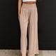 thumbnail image 2 of Pantalones boho de mujer con pierna ancha, cintura alta y fruncido - Cintura elástica, ligeros, pantalones informales de playa, 2 of 8