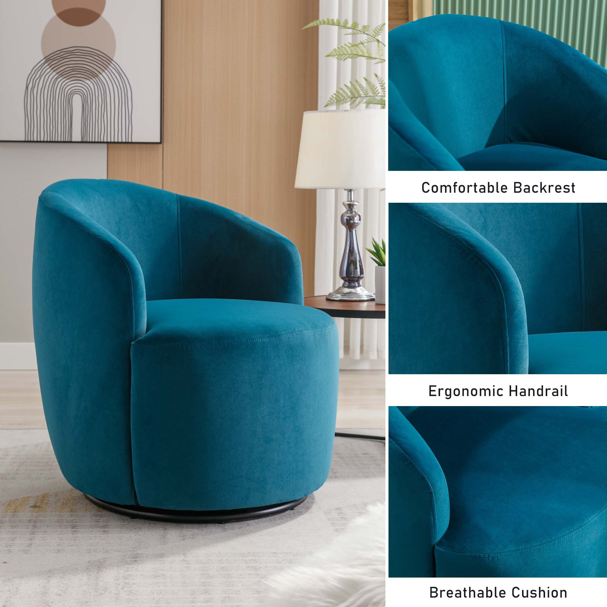 Teal blue swivel online chair