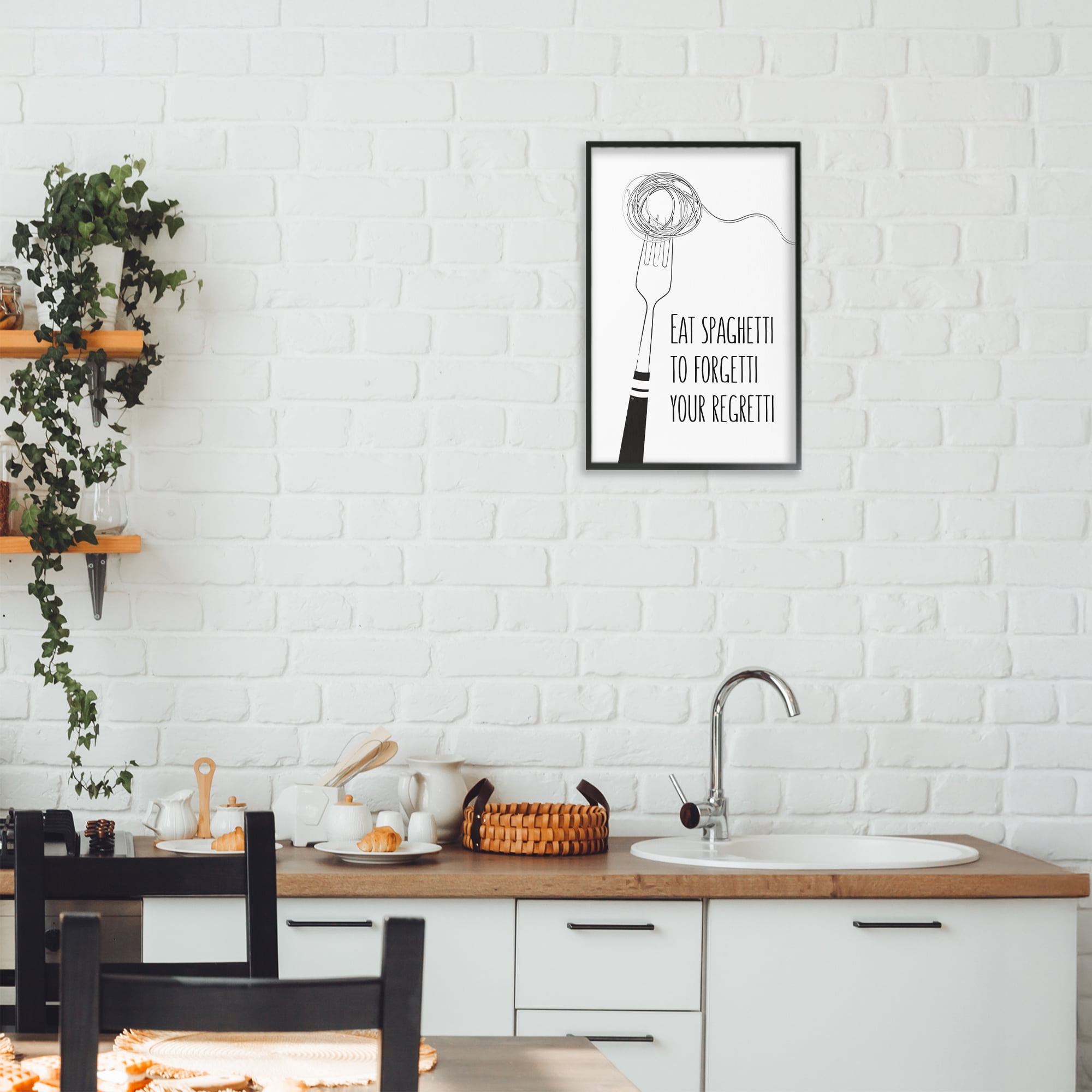 Stupell Industries Funny Spaghetti Sass Black Framed Giclee Art, design by Martina Pavlova