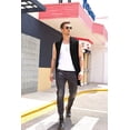 thumbnail image 5 of Coofandy Men's Ruffle Shawl Collar Sleeveless Long Cardigan Vest, 5 of 7
