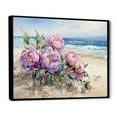 thumbnail image 2 of Designart "Serene Beachside Purple Peonies I" Peonies Floater Framed Canvas Art Print, 2 of 5