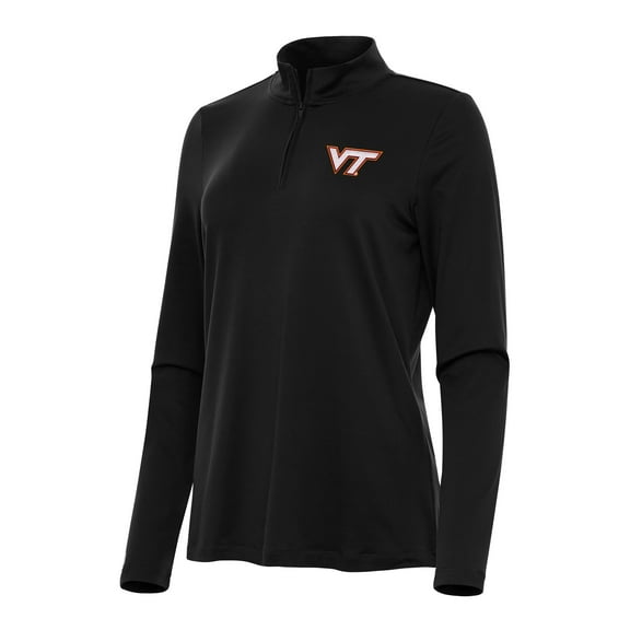 Women's Antigua Black Virginia Tech Hokies Reprocess Quarter-Zip Top