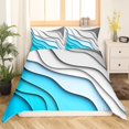 thumbnail image 5 of Erosebridal Blue Stripe Comforter Cover Gradient Grey Bed Set, Minimalism Modern Duvet Cover King Size Sea Ocean Theme Bedding Set, Tropical Beach Bedspread Cover Coastal Farmhouse Decor 3pcs, 5 of 6