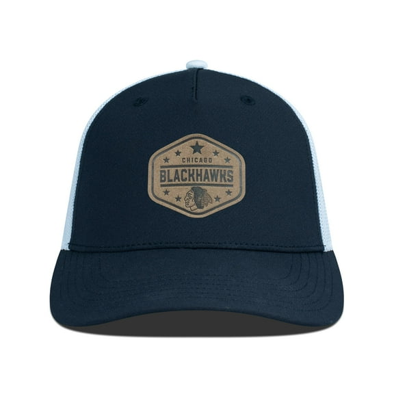 Men's Levelwear  Black Chicago Blackhawks Faux Leather Patch Structured Adjustable Hat