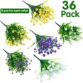 thumbnail image 2 of 36 Bundles Artificial Flowers Outdoor, UV Resistant Faux Artificial Plants Shrubs Flower Bulk for Hanging Planter Porch Window Home Wedding Spring Summer Decor (Yellow, Purple, White), 2 of 5
