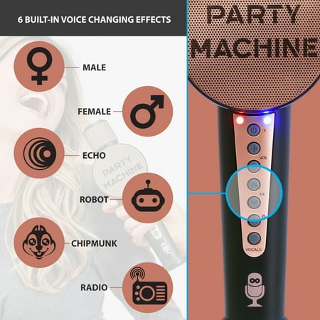 Singing Machine - Party Machine Mic - Rose Gold - Rose Gold and Black