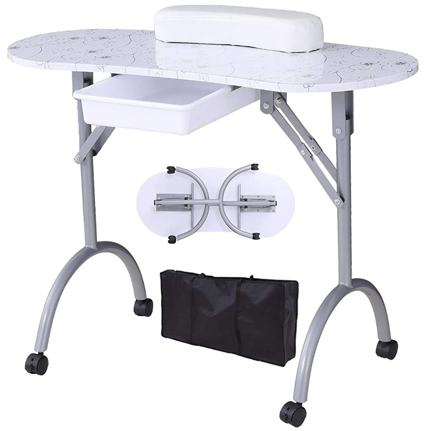 Manicure Table SUNCOO Station Folding Portable Nail Table Spa Beauty