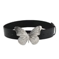 thumbnail image 3 of Cinturones de piel sintética para mujer, cinturón de cintura para mujer, hebilla de mariposa, suave, elegante para pantalones. Negro, 3 of 9
