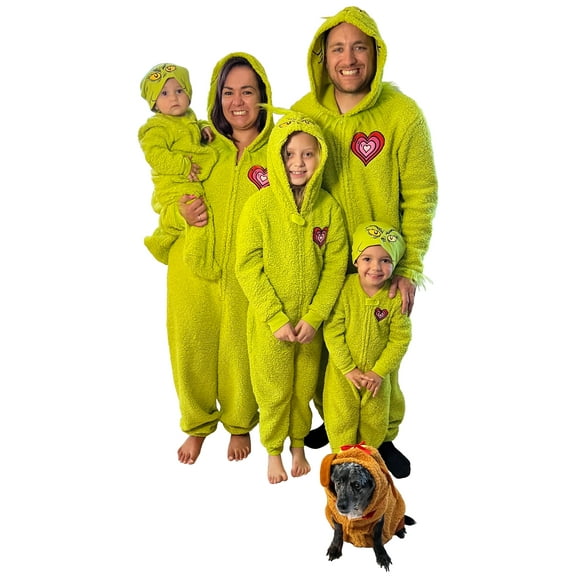 Matching Family Christmas Pajamas, Grinch Union Suit - Womens, Large