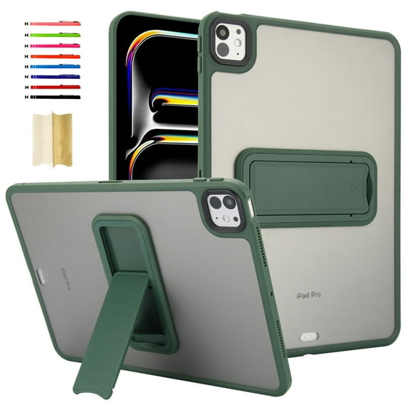Case for iPad Pro 11 2022/2021/2020/2018/Air 4/Air 5 with Kickstand Function, Luxury Anti-Scratch Anti-Yellow Ultra Thin Lightweight Cover Shockproof Protective Transparent PC Back Case, Green