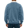 thumbnail image 4 of Mens Casual Polo Shirts Big and Tall Long Sleeve Button Up V Neck Golf Shirts Vintage Distressed Washed Pullover Sky Blue M, 4 of 4