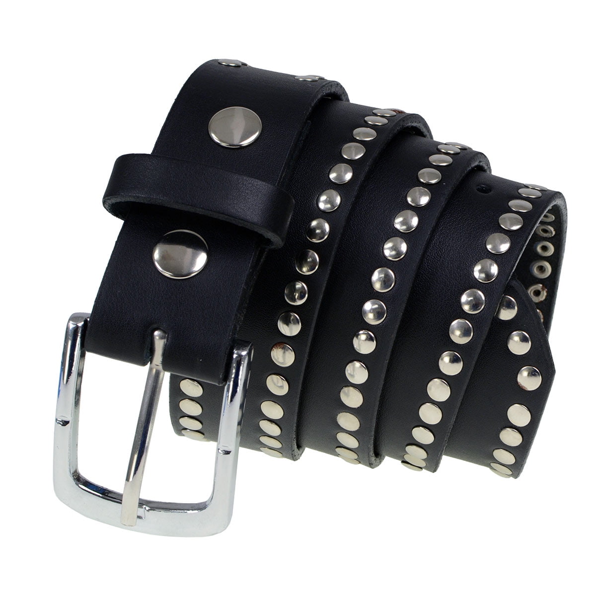 FCKJXSPYXSM Leather Studded Belts Adjustable Prong Buckle