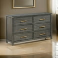 thumbnail image 6 of Benjara Ren Dresser, 6 Drawers, Brass Tone Accents, Bar Handles, Dark Gray Wood, 6 of 6
