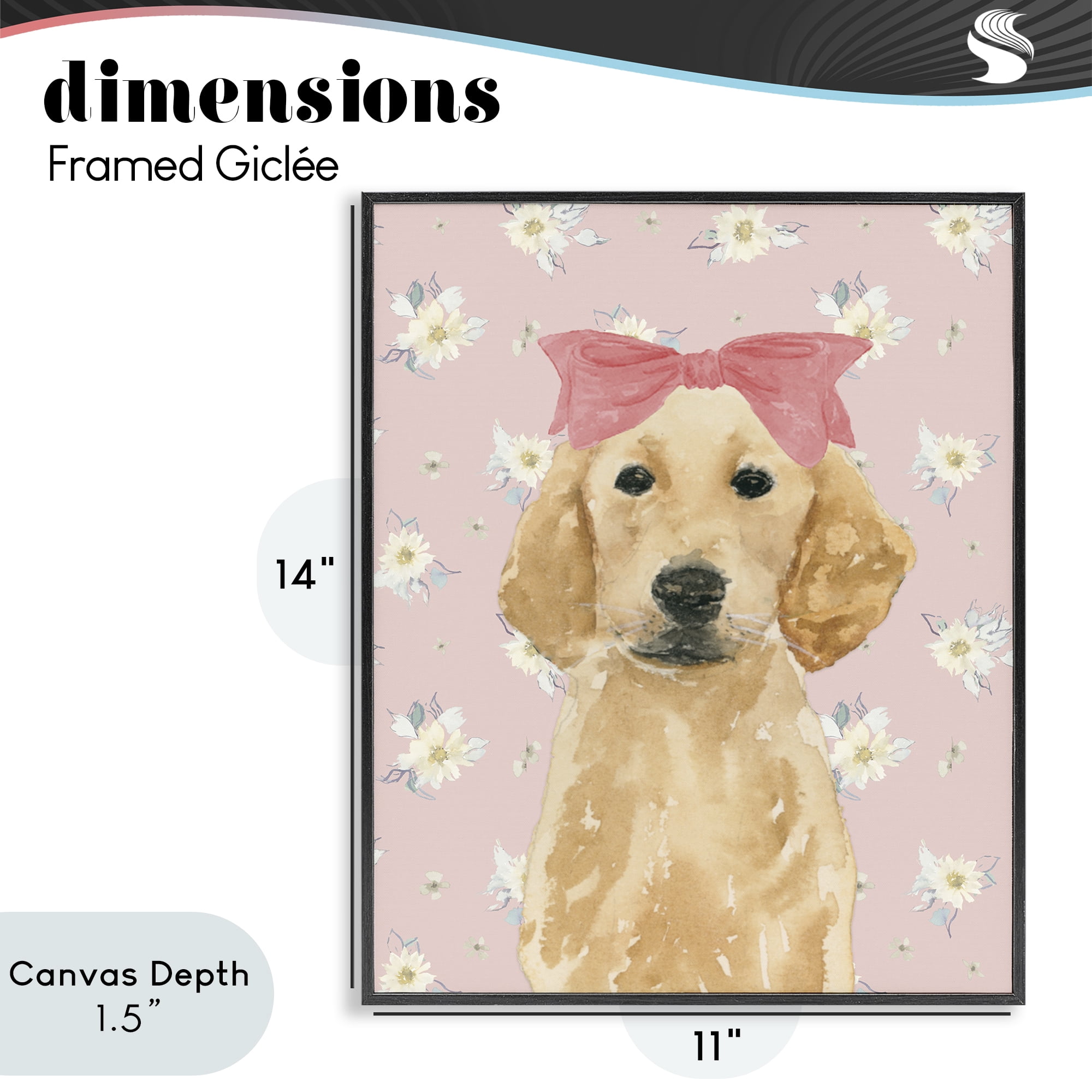 Stupell Industries Picture Ready Retriever Black Framed Giclee Art, design by Lucille Price