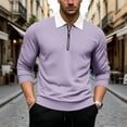 thumbnail image 2 of XIAOCHA Waffle Knit Quarter Zip Polo For Men Oversized Long Sleeve Contrast Collar Polo Tops Comfy Casual Office Wear Polos, 2 of 6