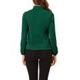 thumbnail image 3 of INSPIRE CHIC Women's Turn Down Collar Button Up Lace Decor Long Sleeve Shirts XS Dark Green, 3 of 6
