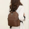 thumbnail image 3 of Stylago Mini Women Backpacks Fashion Ladies Nylon Daypack Lightweight Multiple Zipper Shopping Travel Small Schoolbags Brown, 3 of 6