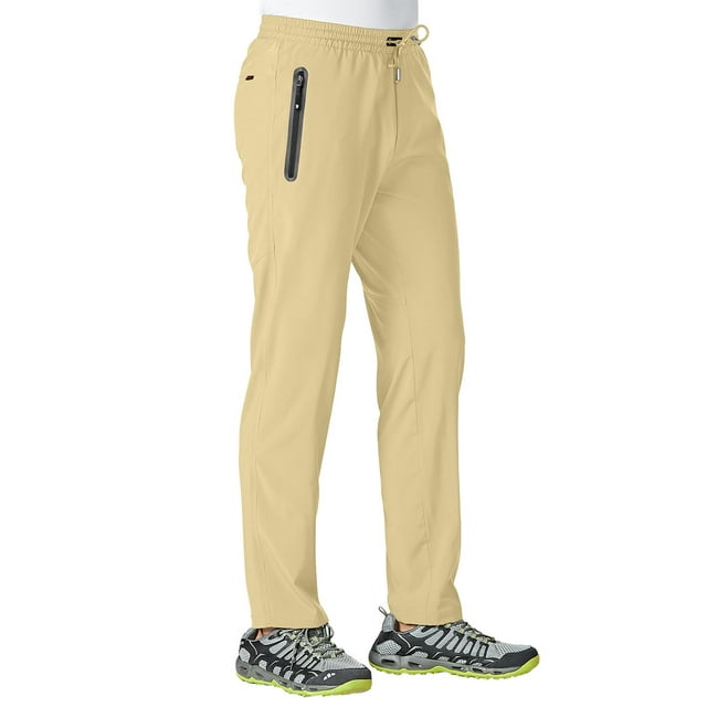 Pantalones TBMPOY para hombre, viajes, senderismo, secado rápido, cortavientos, color caqui claro, talla S