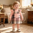 thumbnail image 5 of Baby Girl Toddler Girl 2‑Piece Ruffle Romper and Suspender Skirt Set with Headband | Long Sleeve Plaid Overall Dress Fall Winter Spring Daily Wear for Baby Girls Kaprioy Girls Clothes Fall Winter, 5 of 8