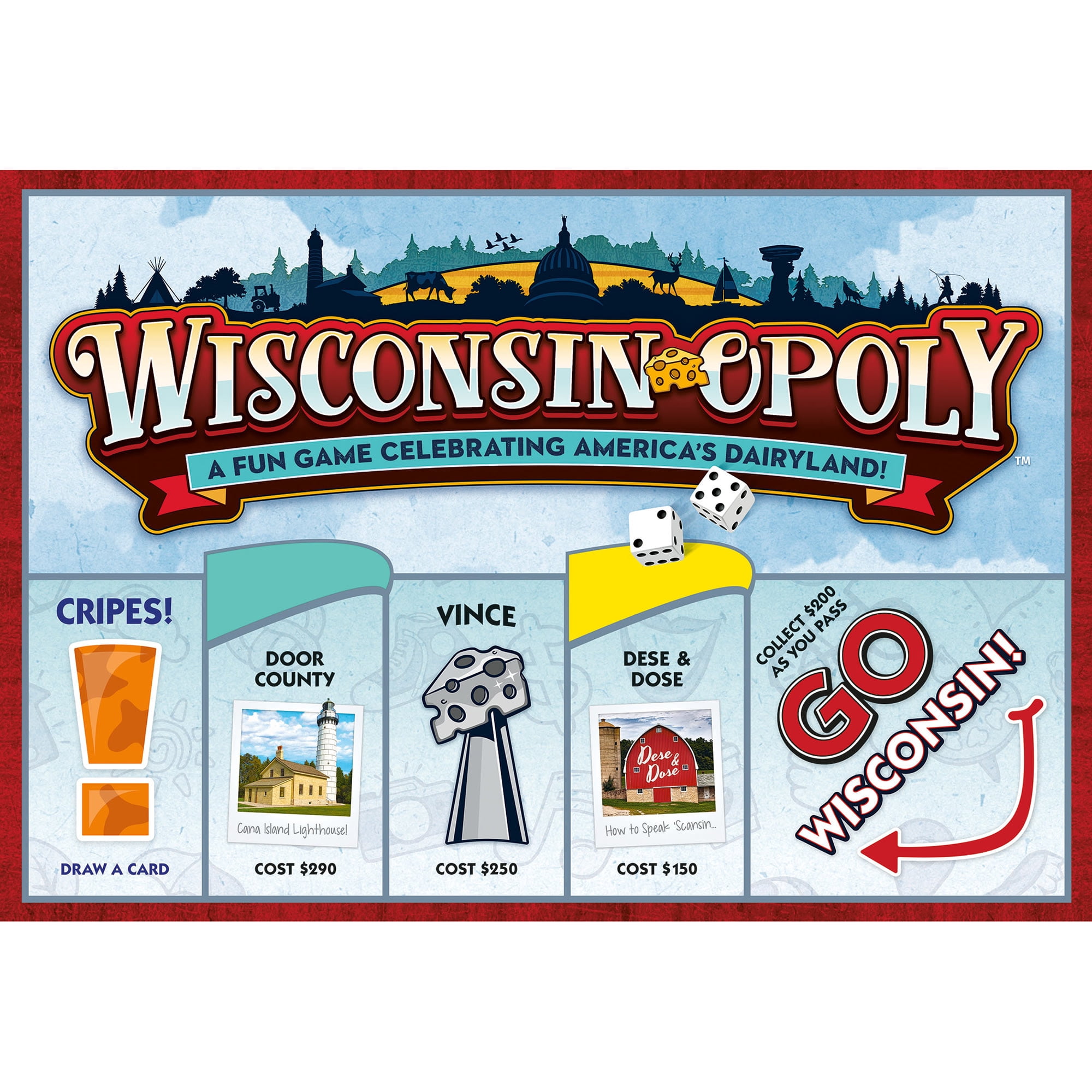 Late For The Sky - Wisconsin-opoly - Classic Board Game with a Wisconsin Twist - 2-6 Players