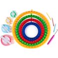 thumbnail image 3 of Complete Round Knitting Loom Kit | 4 Knitting Circle Looms, 4 Pompom Makers, 3 Plastic Needles, 1 Soft Grip Pick | Perfect Crochet Craft Kit for Beginners | by, 3 of 6