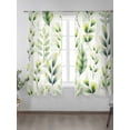 thumbnail image 2 of Sheer Curtains 63 Inch Length 2 Panels Set for Bedroom, Green Leaves Semi Sheer Curtains for Windows, Summer Botanical Farmhouse Leaf Watercolor Voile Window Treatments Rod Pocket Curtain, 2 of 7