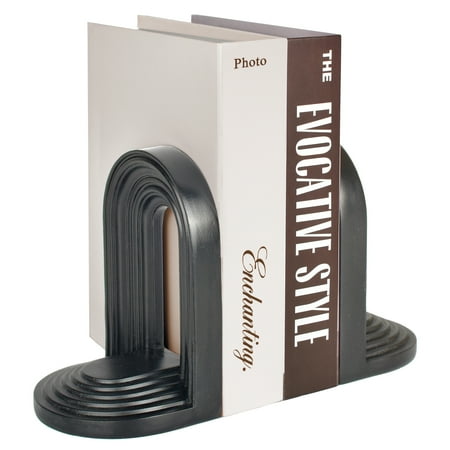 Sunlit Mordern Bookends , Mid Century Arch Heavy Duty Book Ends, Unique Decorative Bookend Supports for Shelves, Office Desktop Book Stand, Stopper for Books/Movies/CD,Thanksgiving, Black