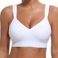 thumbnail image 2 of Sngxgn Bra for Women - V Neck Low Impact Wireless Sports Bra Yoga Padded Workout Bra(White,L), 2 of 3