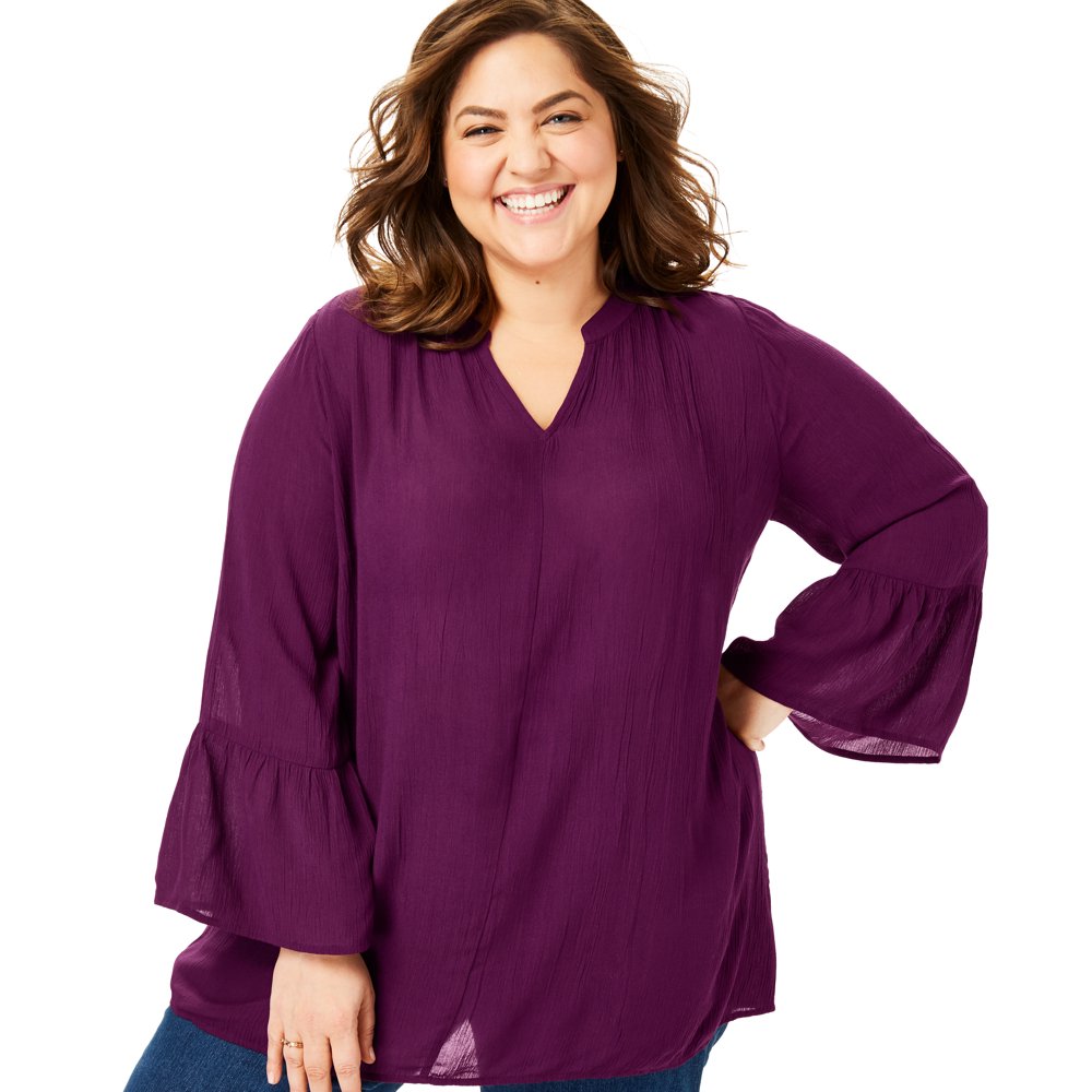 Woman Within Woman Within Women's Plus Size Gauze Bell Sleeve Blouse