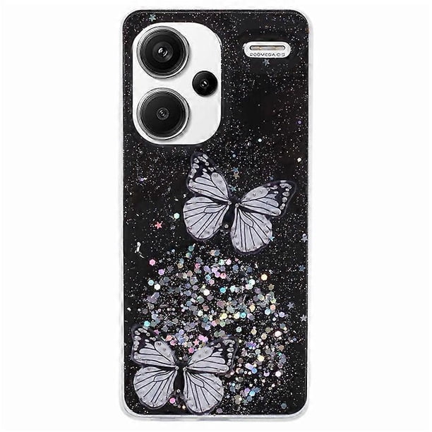 AW Series Compatible For Xiaomi Redmi Note 13 Pro+ 5G Cell Phone Cases TPU+PVC Epoxy Butterfly Back Shell