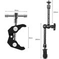 thumbnail image 3 of 11 Inch Articulating Friction Magic Arm & Large Adjustable Super Clamp Pliers Clip With 1/4" And 3/8" Thread For Dslr Camera Rig, Lcd Monitor, Led Fla, 3 of 5
