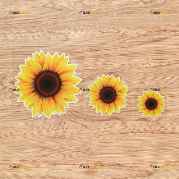 Sunflower Flower Vinyl Decal Sticker - 3 Pack Reflective, 2 Inches, 3 Inches, 5 Inches - for Car Boat Laptop Cup Phone 06140