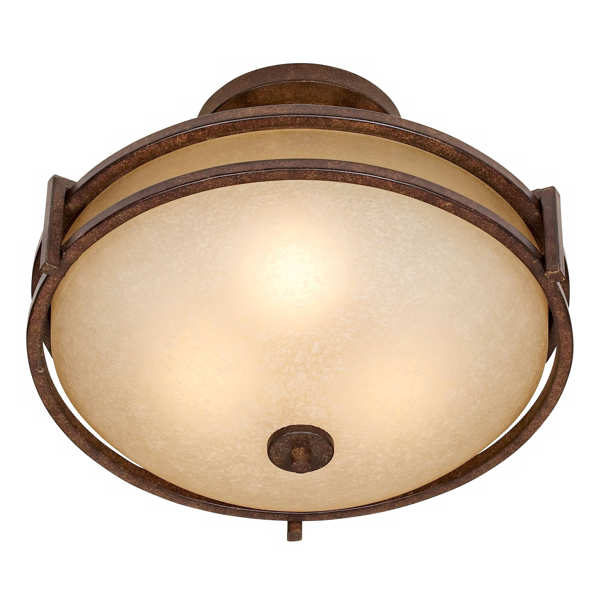 Franklin Iron Works Rustic Farmhouse Ceiling Light Semi Flush Mount Fixture Bronze 18" Wide Cream Scavo Glass Bowl Bedroom Kitchen