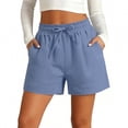 thumbnail image 2 of Favoffer Women's Casual Summer Shorts Elastic Drawstring Waist Pocket Loose Breathable Short Pants Loungewear Bottom for Home Workout Indoor, 2 of 6