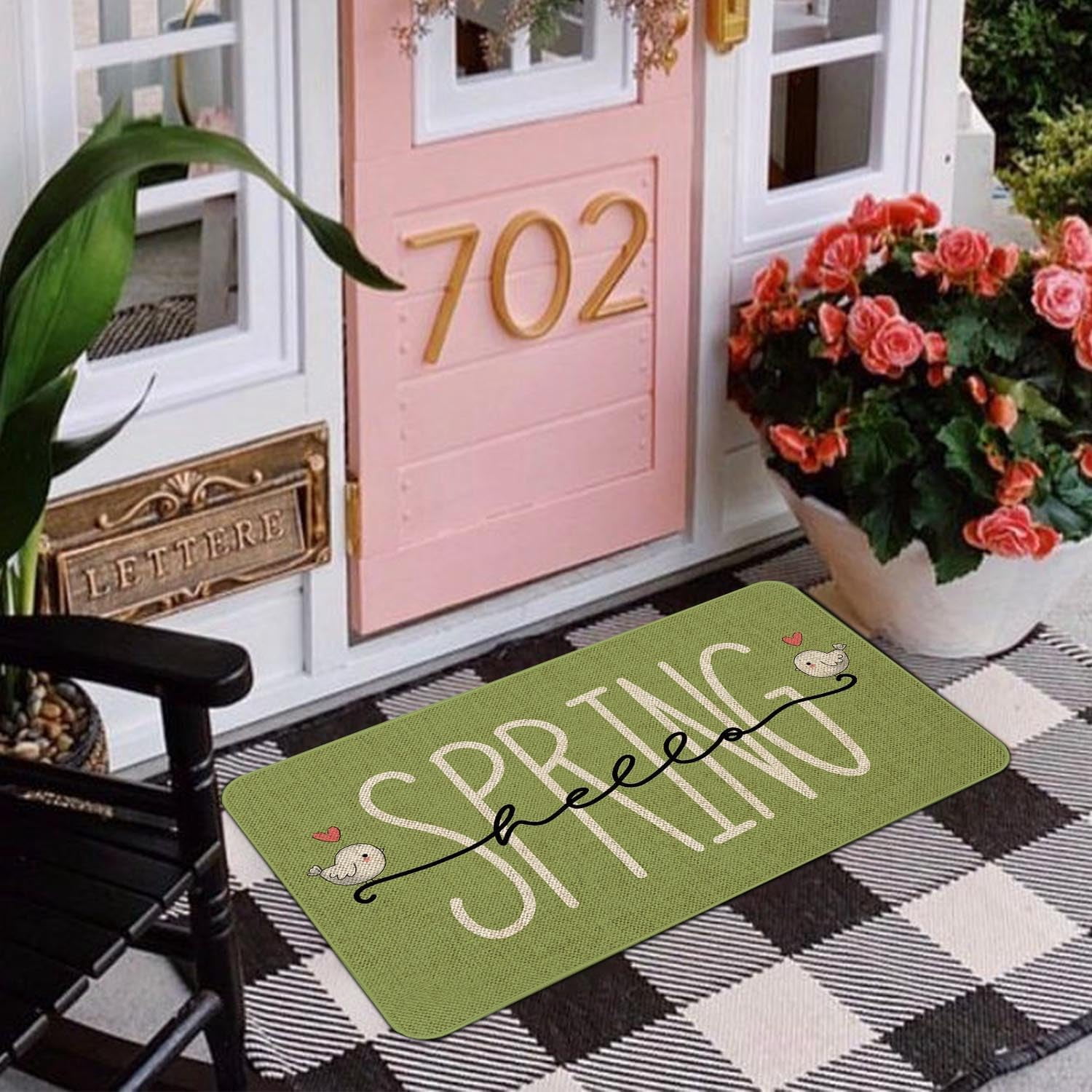 Hello Summer Doormat - 30x17 Inch, Indoor/Outdoor, Non-Slip Rubber Backing