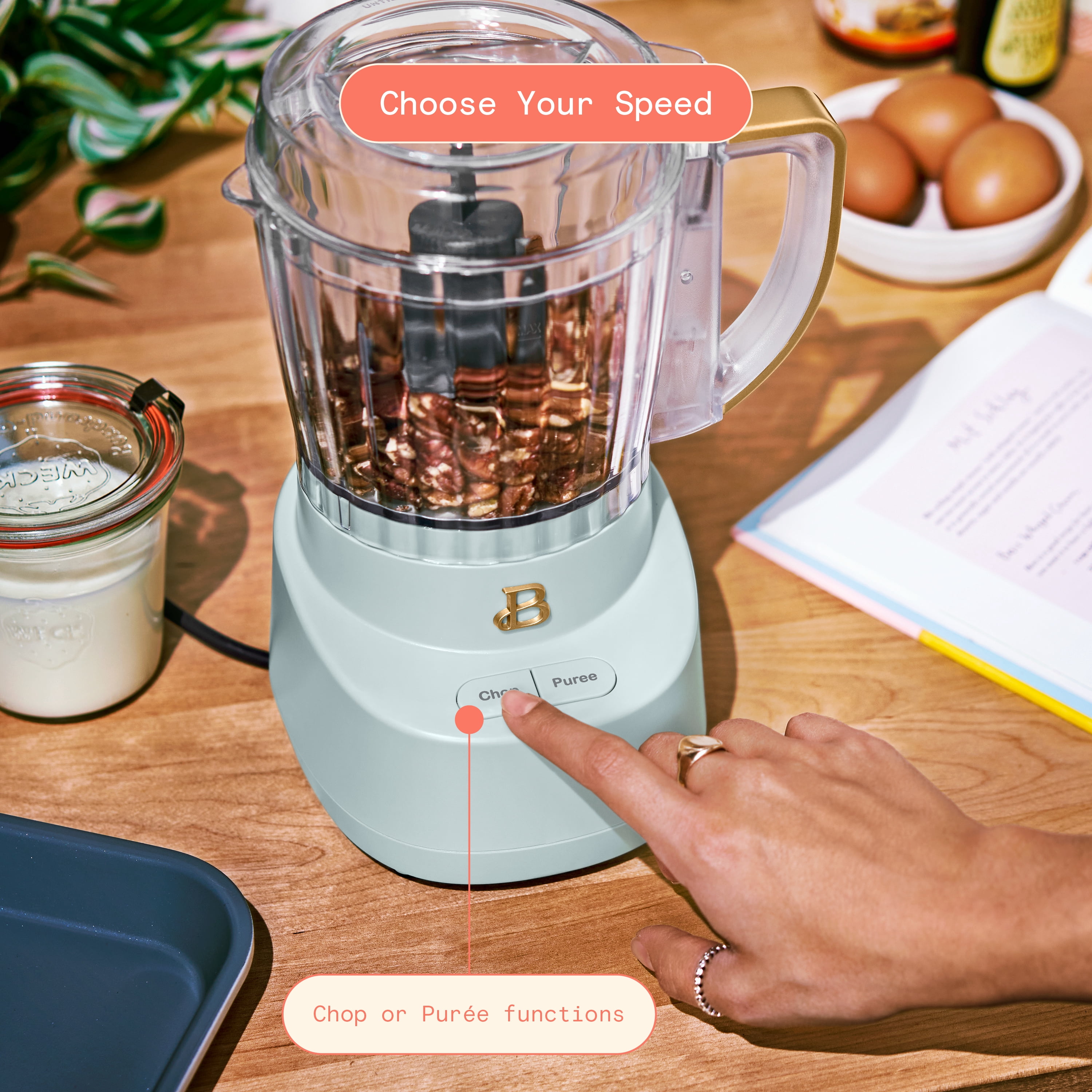 Beautiful 3-Cup Electric Food Chopper, Hydrangea by Drew Barrymore