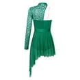thumbnail image 4 of Jizyo Women One Shoulder Lace Patchwork Lyrical Dance Dress Illusion Modern Dancewear Performance Green L, 4 of 7