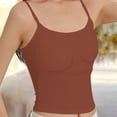 thumbnail image 2 of Long Tank Tops for Women Ribbed Spaghetti Strap Bra Crop Tank Tops Summer Tops, 2 of 4