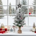 thumbnail image 4 of OULII Christmas Tabletop Decorations Small Xmas Tree Silver Flocked 1Set For Mantel Indoor Atmosphere, 4 of 7