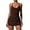 Brown, variant on PISONIC Womens Tennis Golf Dress with Built-in Bra Shorts Cross Backless V Neck Twist Front Hem Athletic Dresses