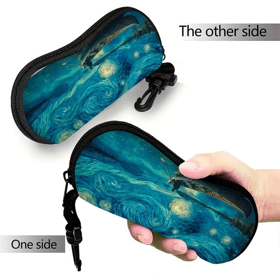 Starry Night Design Neoprene Eyeglasses Case with Zipper - Ultra-Light Travel Glasses Pouch, Fits All Sunglasses, Eyeglasses & Accessories