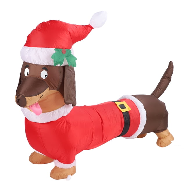 4.9FT Inflatable Weiner Dog Decoration, Christmas Inflatable Dachshund with Build in LED, Christmas Inflatable Decoration, Blow Up Dachshund Yard Decoration, Yard Garden Xmas Decor