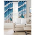 thumbnail image 2 of Blue Coastal Blackout Curtains for Bedroom Living Room Darkening Curtains 84 Inch Length 2 Panels Set Sea Turtle Summer Beach Waves Nautical Window Curtain Window Treatment Grommet Drapes 52"x84", 2 of 9