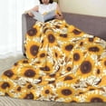 thumbnail image 6 of Honeii Brown Leaf Pattern Sunflower Print Fleece Blanket - Throw Blanket for Bed, Sofa, Couch, Camping, and Travel , Microplush Ultra Soft Warm Blanket-50"x40", 6 of 7
