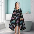 thumbnail image 6 of Colorful Controllers Games Icons Black Pattern Hooded Bath Towel，60"x35" for Ages 3 To 12 Kids, Quick Dry Lightweight Soft Microfiber Hood Beach Towel Cover Up for Kids, 6 of 7